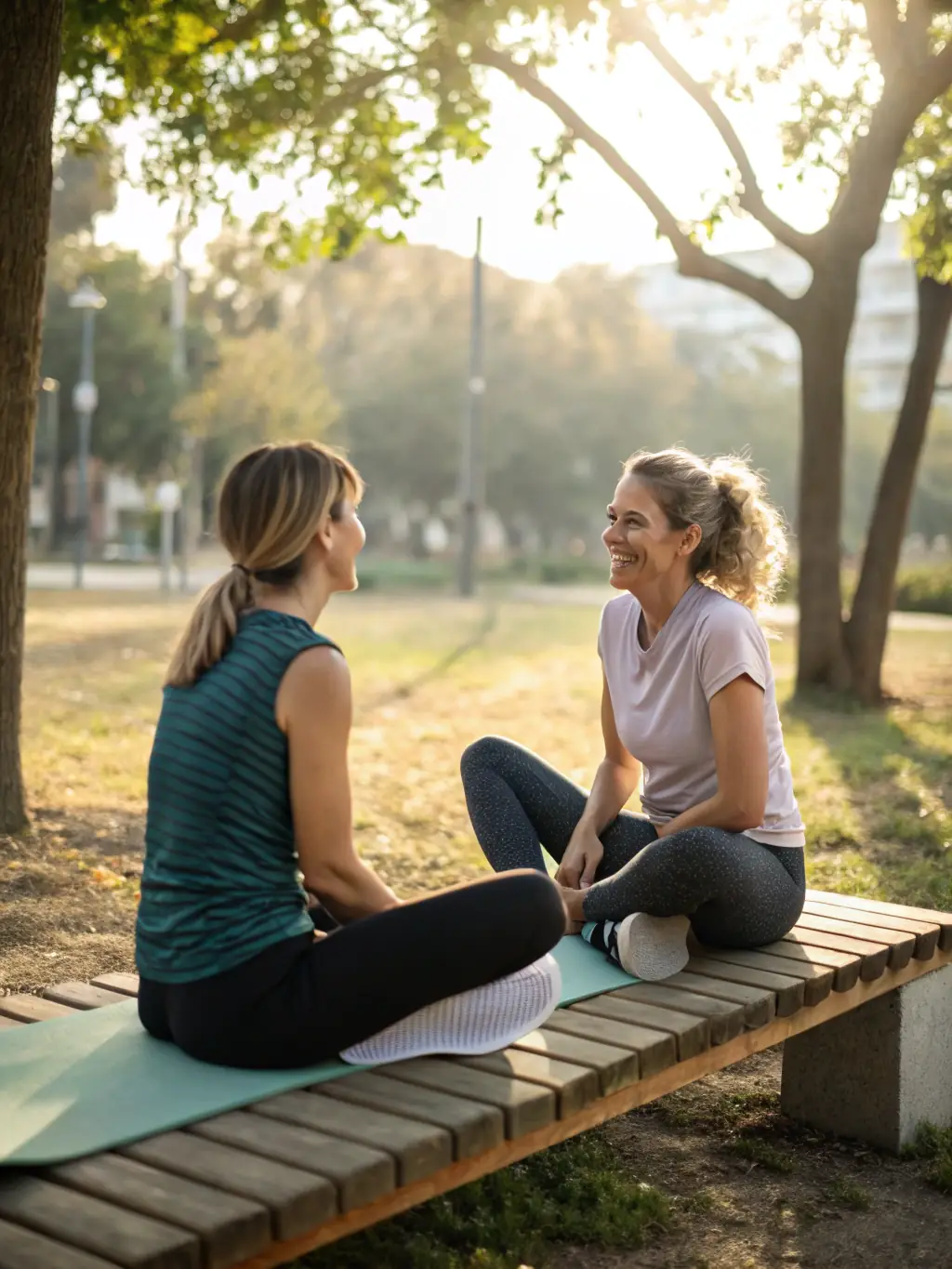 An image of a serene coaching session outdoors, with a coach and client engaged in reflective conversation amidst nature, symbolizing Holistic Life Coaching.