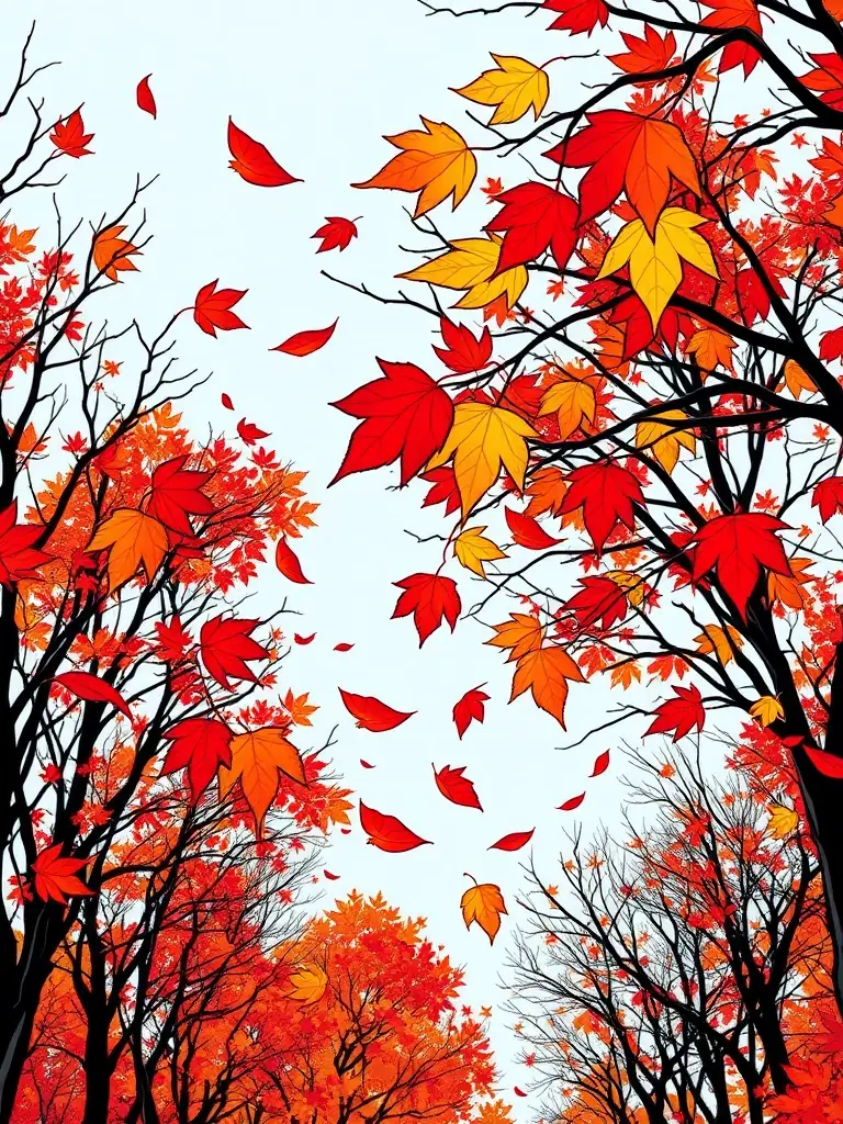 An image of colorful autumn leaves falling gently, symbolizing release and reflection.