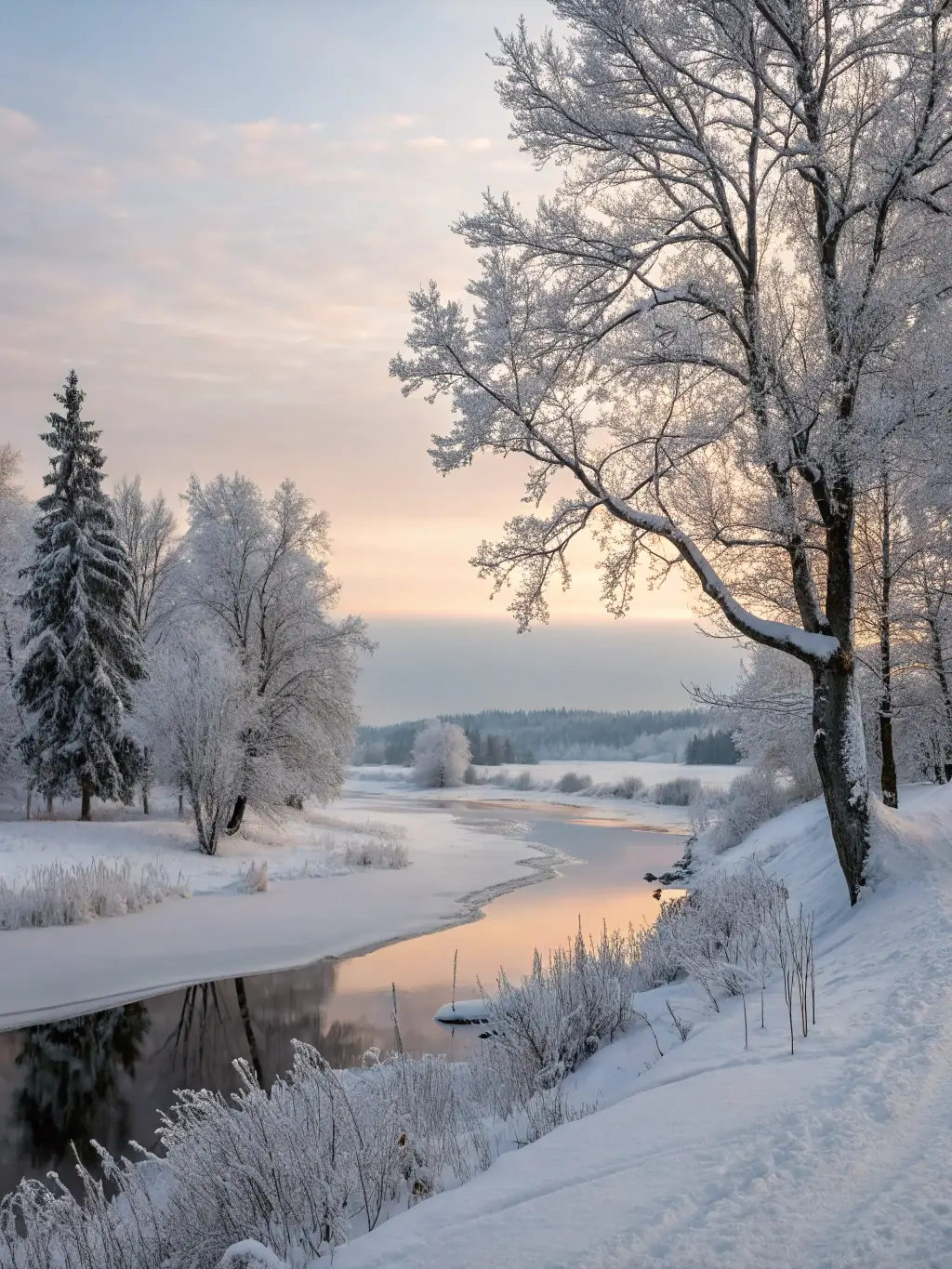A peaceful image of a snow-covered landscape, representing stillness, introspection, and inner wisdom.